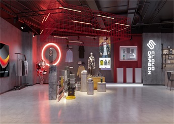 水泥工業風服裝展廳設計效果圖